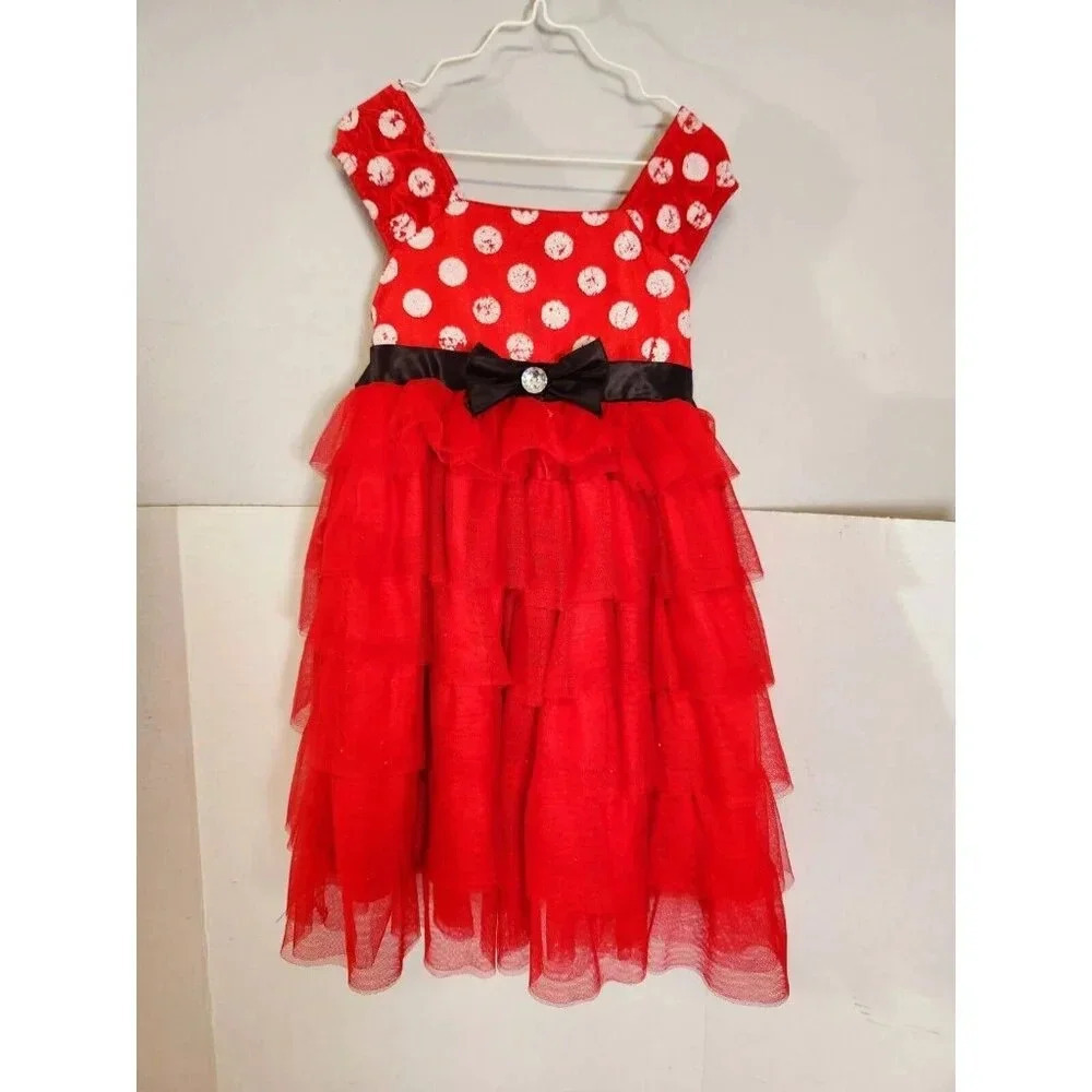Disney Minnie Mouse Dress Sleeveless Size 4 Costume Some Flaking Of Dots